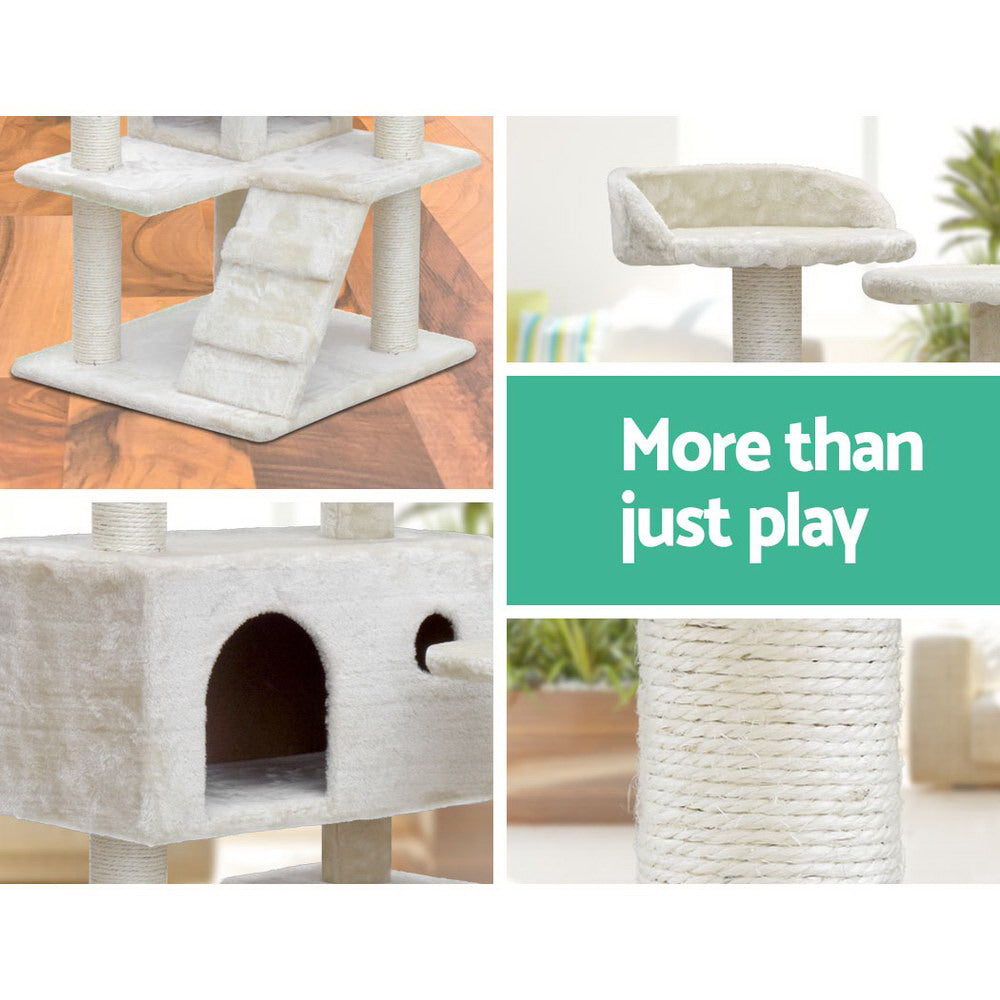 i.Pet Cat Tree 134cm Tower Scratching Post Scratcher Wood Condo House Bed Beige PET-CAT-801F-BE