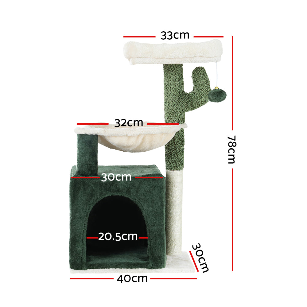 i.Pet Cat Tree 78cm Scratching Post Tower Scratcher Wood Condo House Bed Toys Green PET-CAT-APS013-GN