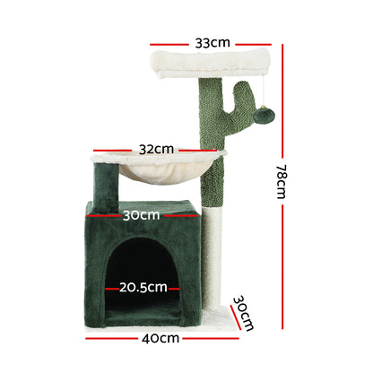 i.Pet Cat Tree 78cm Scratching Post Tower Scratcher Wood Condo House Bed Toys Green PET-CAT-APS013-GN