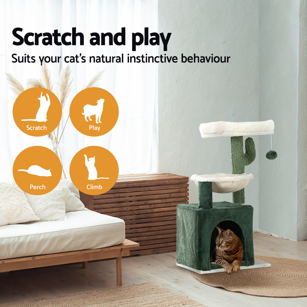 i.Pet Cat Tree 78cm Scratching Post Tower Scratcher Wood Condo House Bed Toys Green PET-CAT-APS013-GN
