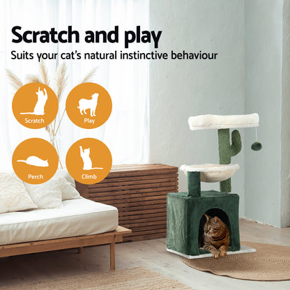 i.Pet Cat Tree 78cm Scratching Post Tower Scratcher Wood Condo House Bed Toys Green PET-CAT-APS013-GN