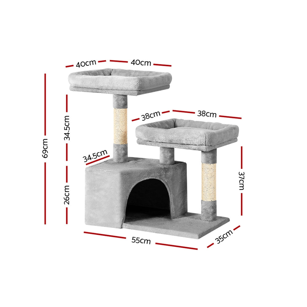 i.Pet Cat Tree 69cm Scratching Post Tower Scratcher Wood Condo House Bed Trees PET-CAT-APS019-GR
