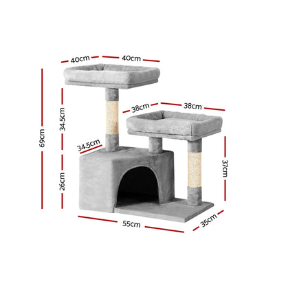 i.Pet Cat Tree 69cm Scratching Post Tower Scratcher Wood Condo House Bed Trees PET-CAT-APS019-GR