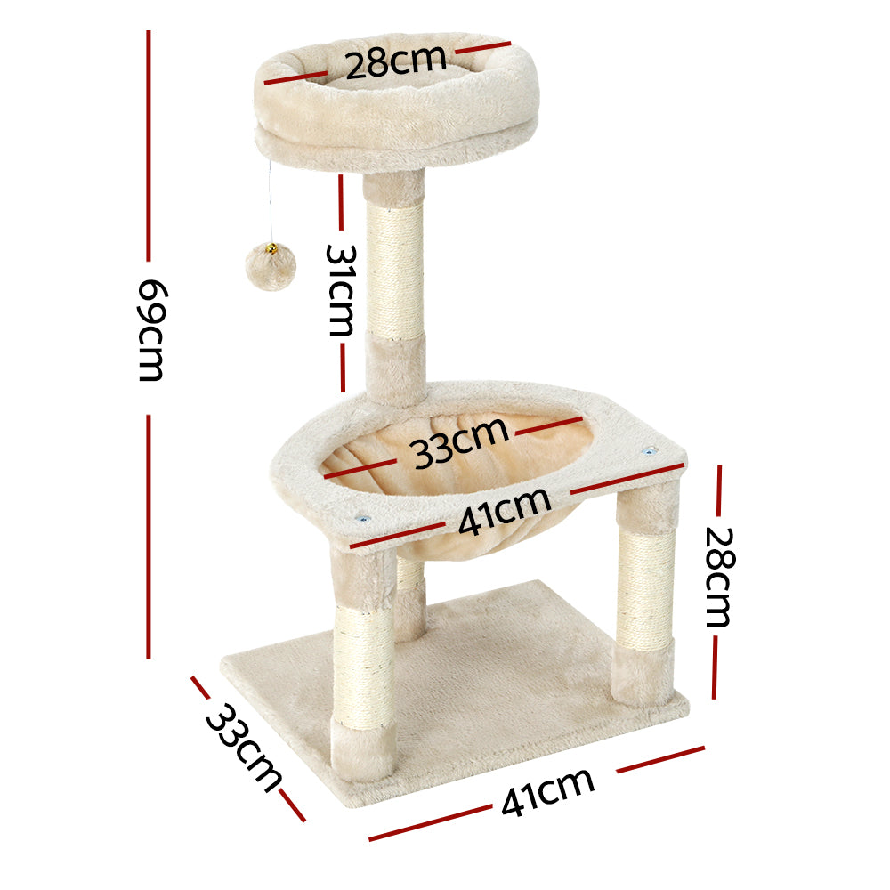 i.Pet Cat Tree 69cm Scratching Post Tower Scratcher Wood Condo Toys House Bed PET-CAT-APS02-BE