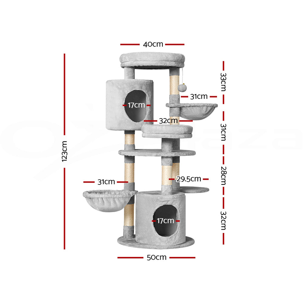 i.Pet Cat Tree 123cm Tower Scratching Post Scratcher Wood Condo House Bed Toys PET-CAT-APS020-GR