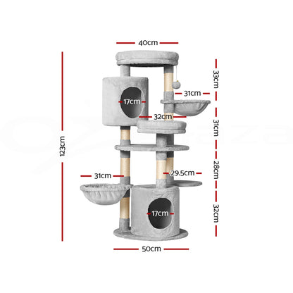 i.Pet Cat Tree 123cm Tower Scratching Post Scratcher Wood Condo House Bed Toys PET-CAT-APS020-GR