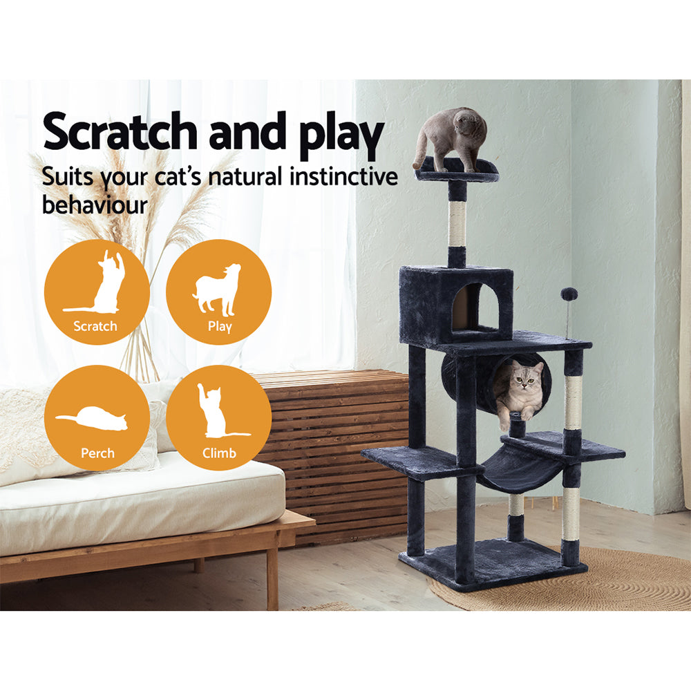 i.Pet Cat Tree 151cm Tower Scratching Post Scratcher Wood Condo House Bed Trees PET-CAT-APS04-GR