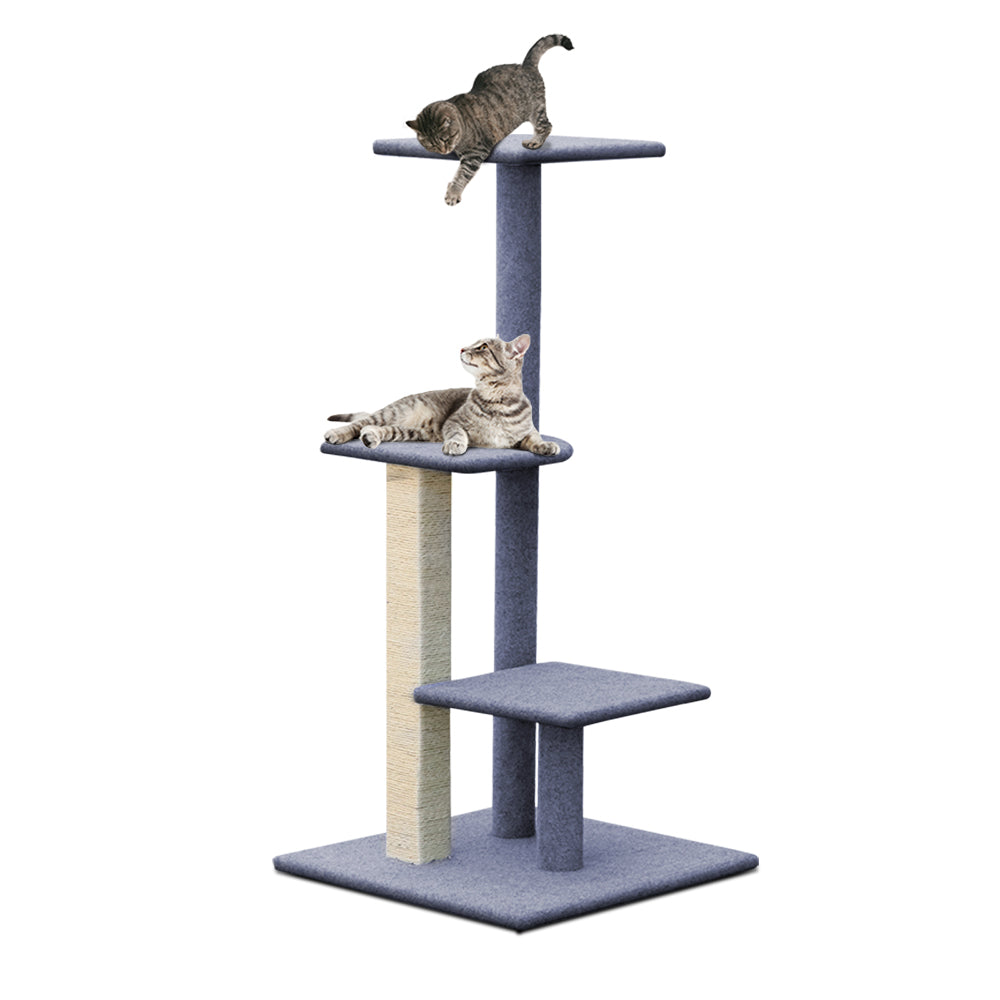 i.Pet Cat Tree 124cm Scratching Post Tower Scratcher Trees Wood Condo Board PET-CAT-CP001-GR