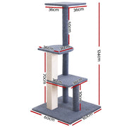 i.Pet Cat Tree 124cm Scratching Post Tower Scratcher Trees Wood Condo Board PET-CAT-CP001-GR