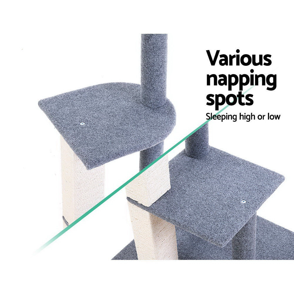 i.Pet Cat Tree 124cm Scratching Post Tower Scratcher Trees Wood Condo Board PET-CAT-CP001-GR