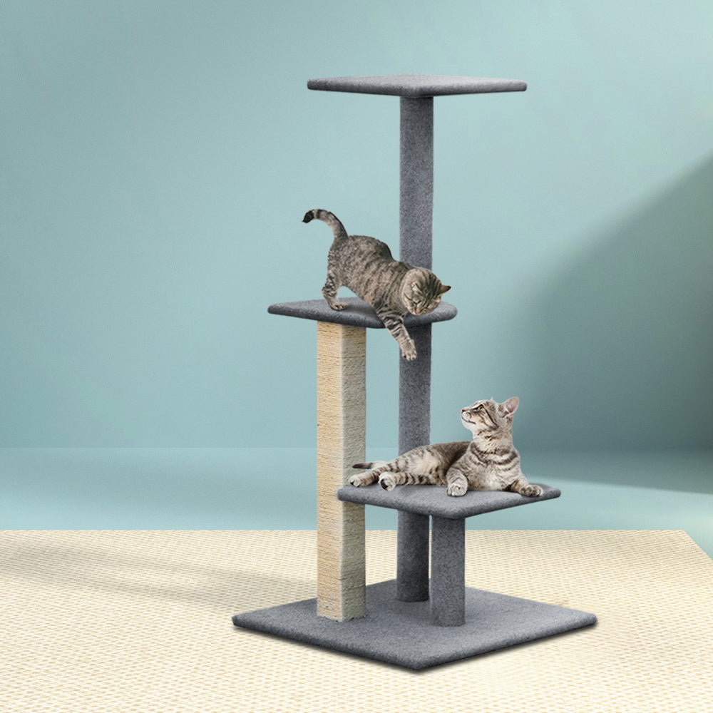 i.Pet Cat Tree 124cm Scratching Post Tower Scratcher Trees Wood Condo Board PET-CAT-CP001-GR