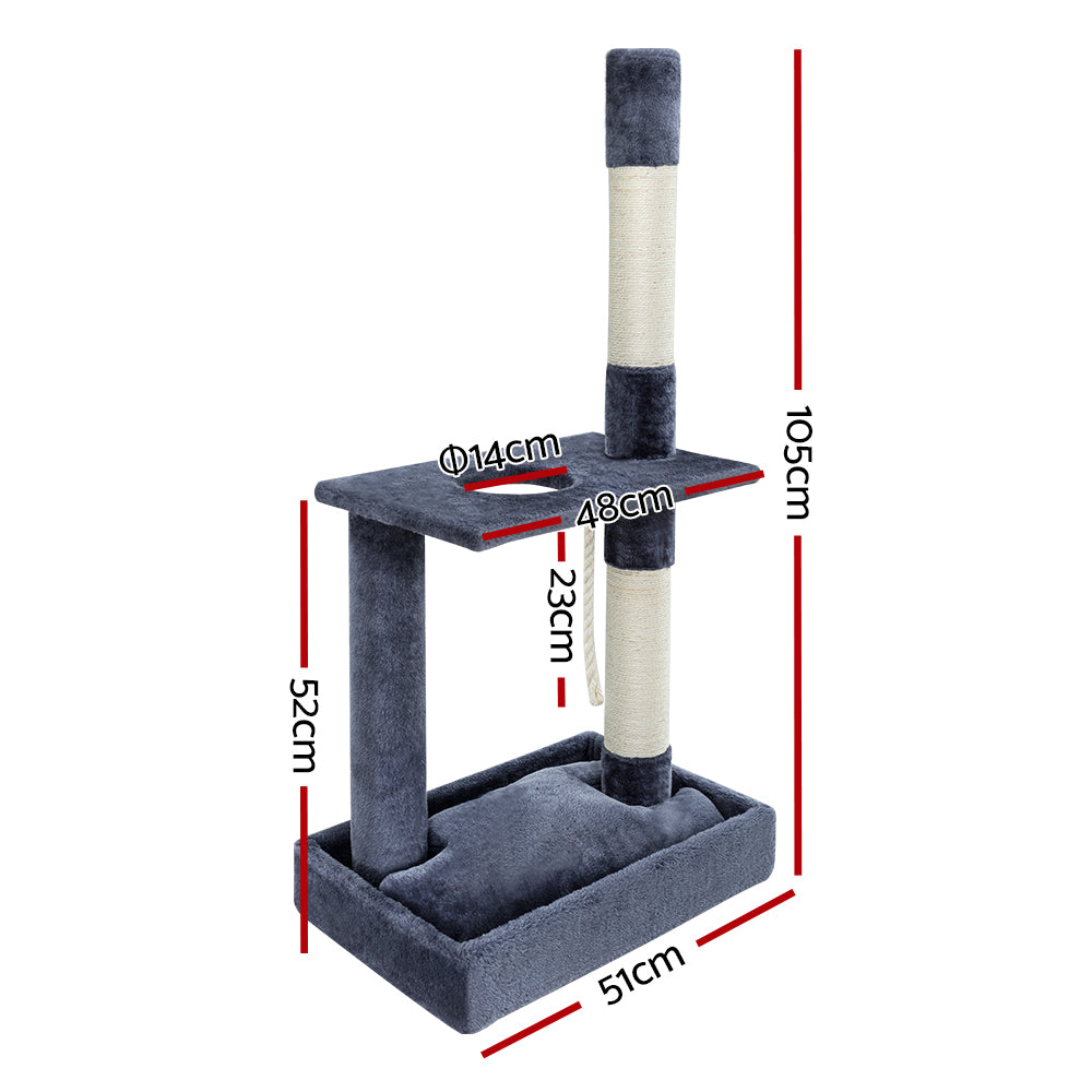 i.Pet Cat Tree 102cm Scratching Post Tower Scratcher Condo House Board Grey PET-CAT-FL014-GR
