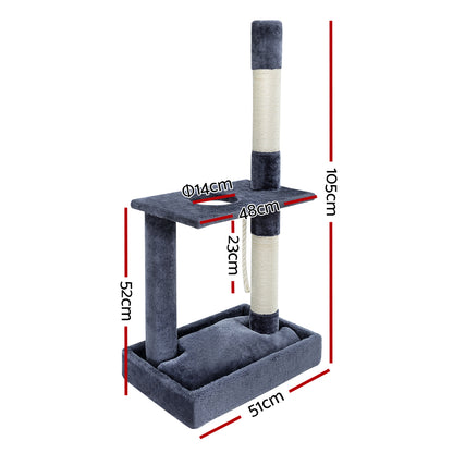 i.Pet Cat Tree 102cm Scratching Post Tower Scratcher Condo House Board Grey PET-CAT-FL014-GR
