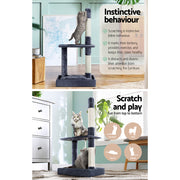 i.Pet Cat Tree 102cm Scratching Post Tower Scratcher Condo House Board Grey PET-CAT-FL014-GR