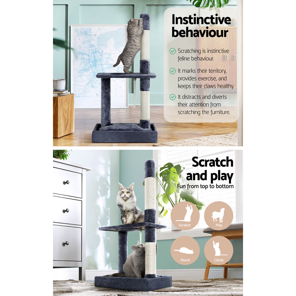 i.Pet Cat Tree 102cm Scratching Post Tower Scratcher Condo House Board Grey PET-CAT-FL014-GR