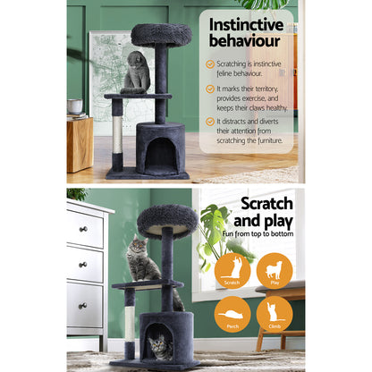 i.Pet Cat Tree 94cm Scratching Post Tower Scratcher Condo House Wood Trees Grey PET-CAT-FL015-4-GR