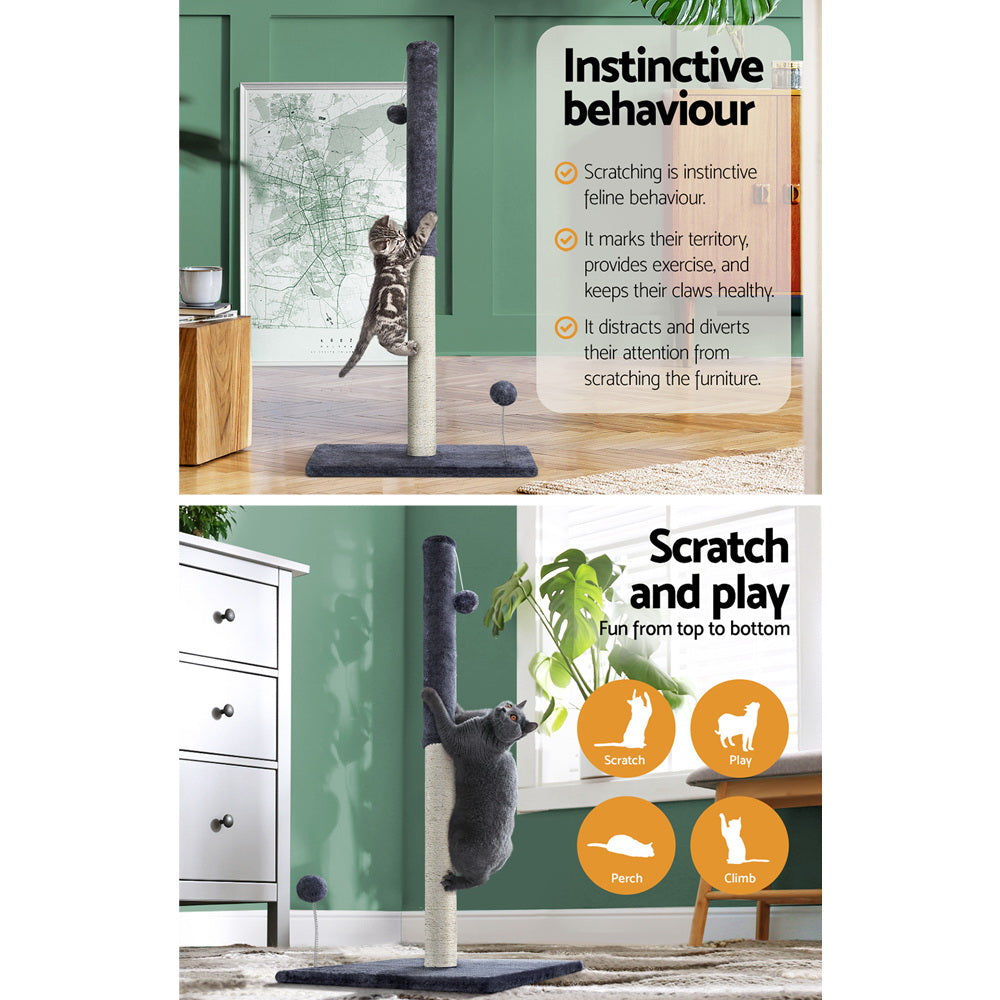 i.Pet Cat Tree 105cm Scratching Post Scratcher Tower Condo House Hanging toys Grey PET-CAT-FL016-2-GR