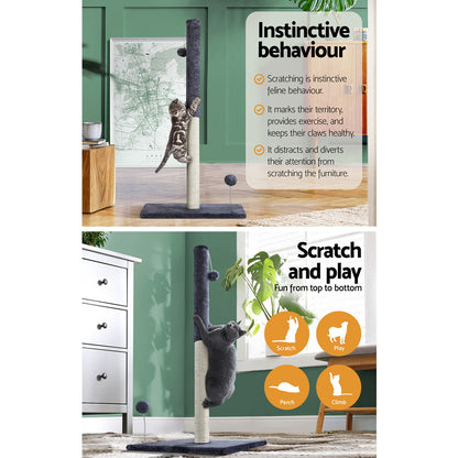 i.Pet Cat Tree 105cm Scratching Post Scratcher Tower Condo House Hanging toys Grey PET-CAT-FL016-2-GR