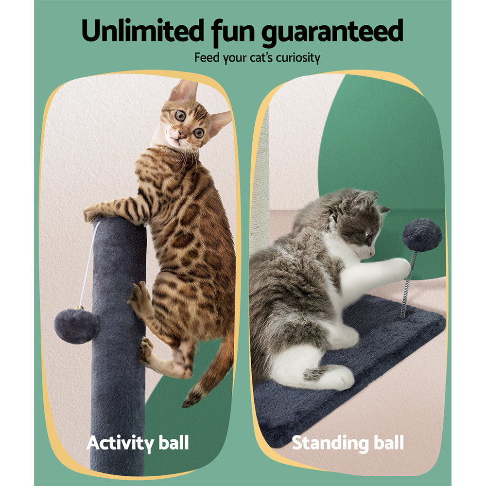 i.Pet Cat Tree 105cm Scratching Post Scratcher Tower Condo House Hanging toys Grey PET-CAT-FL016-2-GR