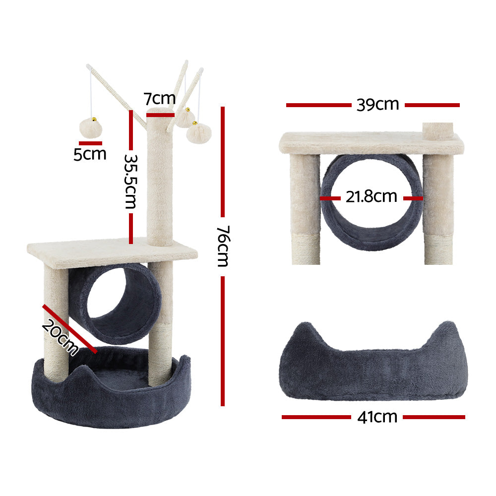 i.Pet Cat Tree 76cm Scratching Post Tower Scratcher Condo House Hanging toys PET-CAT-FL024-GR