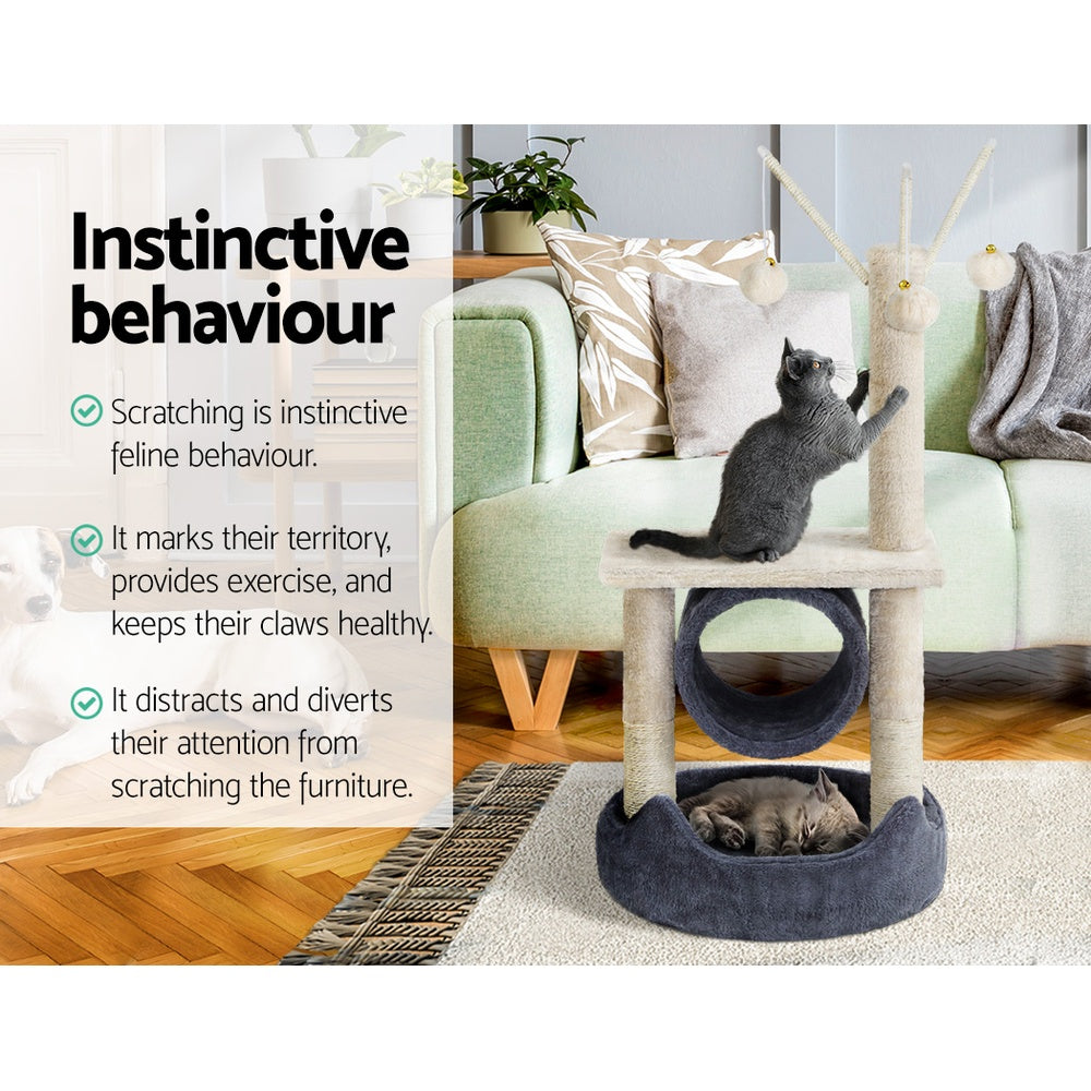 i.Pet Cat Tree 76cm Scratching Post Tower Scratcher Condo House Hanging toys PET-CAT-FL024-GR