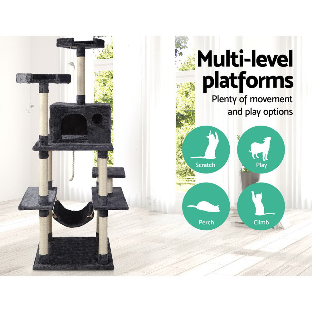 i.Pet Cat Tree 184cm Tower Scratching Post Scratcher Wood Trees Condo Bed House PET-CAT-FL09-GR
