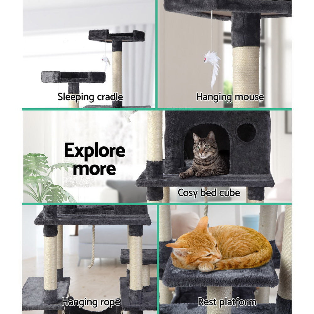 i.Pet Cat Tree 184cm Tower Scratching Post Scratcher Wood Trees Condo Bed House PET-CAT-FL09-GR