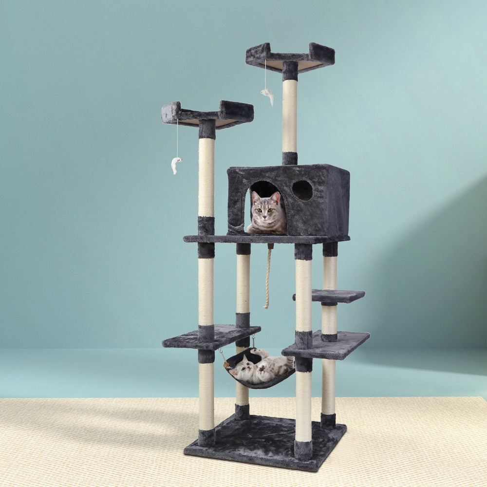 i.Pet Cat Tree 184cm Tower Scratching Post Scratcher Wood Trees Condo Bed House PET-CAT-FL09-GR