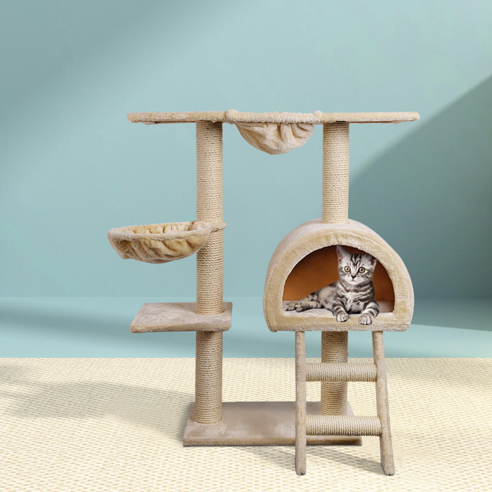 i.Pet Cat Tree 100cm Tower Scratching Post Scratcher Condo House Trees Bed Beige PET-CAT-HSCT003-BE