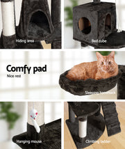 i.Pet Cat Tree 193cm Tower Scratching Post Scratcher Condo House Trees Grey PET-CAT-HSCT018-GR