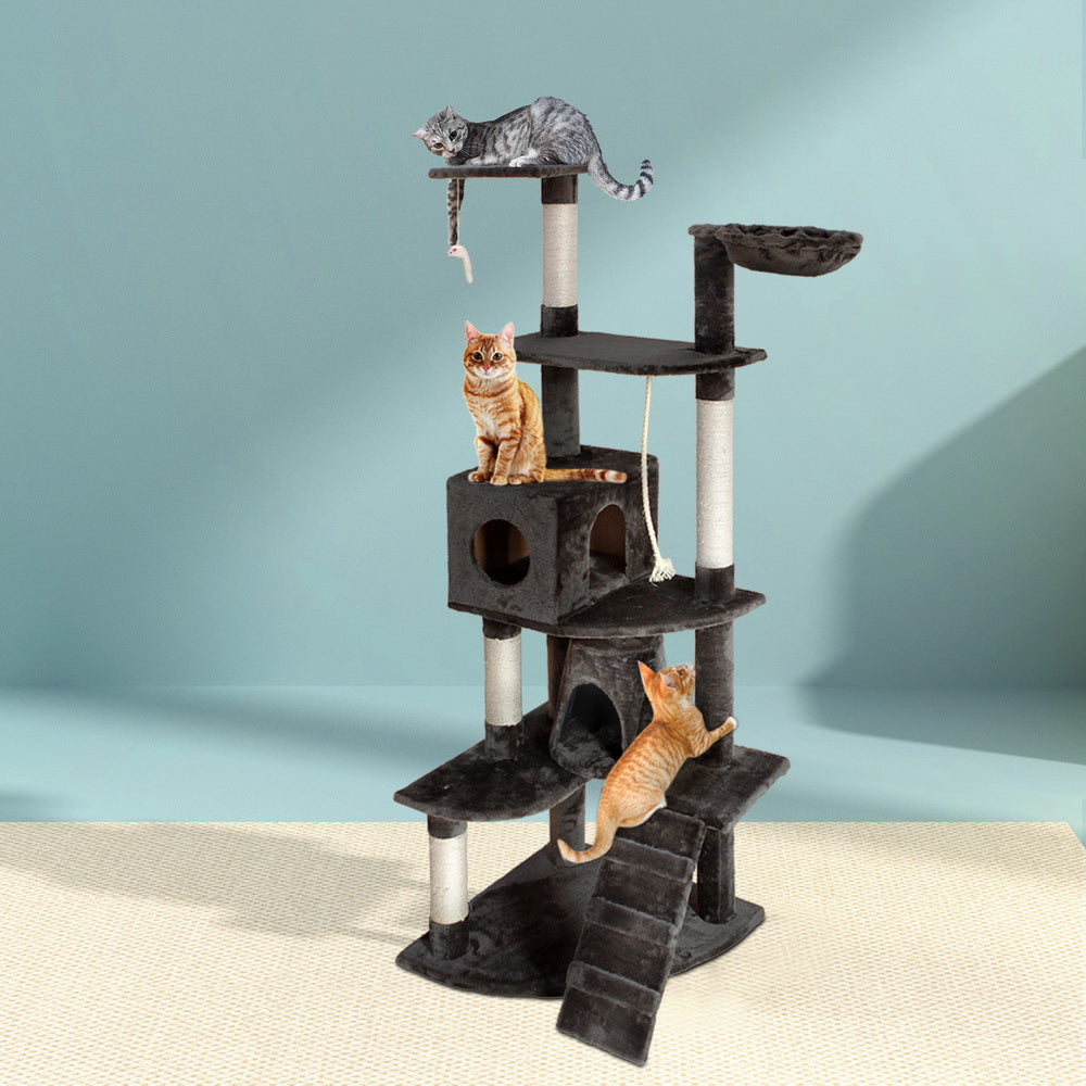 i.Pet Cat Tree 193cm Tower Scratching Post Scratcher Condo House Trees Grey PET-CAT-HSCT018-GR