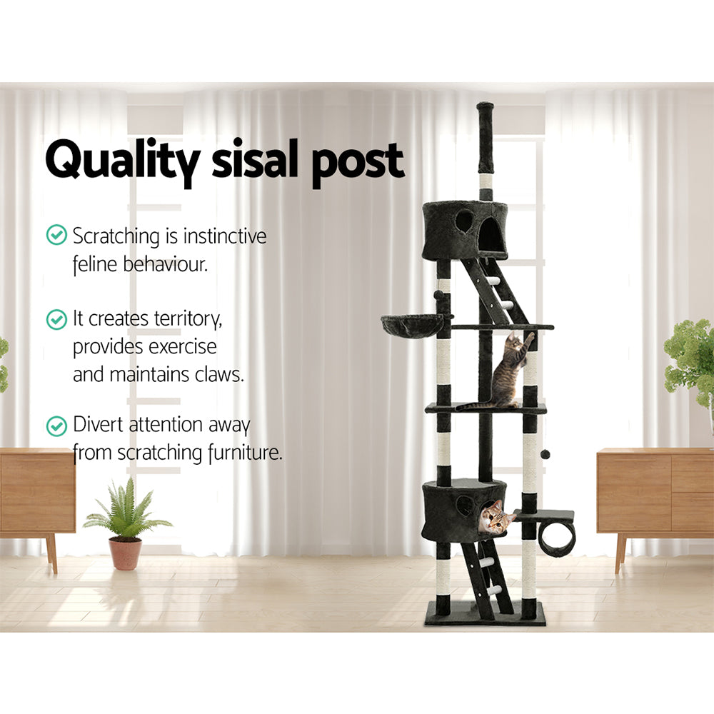 i.Pet Cat Tree 260cm Tower Scratching Post Scratcher Condo House Trees Grey PET-CAT-HSCT260-GR