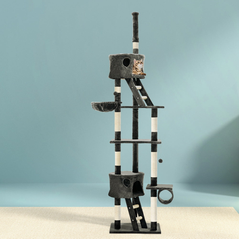 i.Pet Cat Tree 260cm Tower Scratching Post Scratcher Condo House Trees Grey PET-CAT-HSCT260-GR