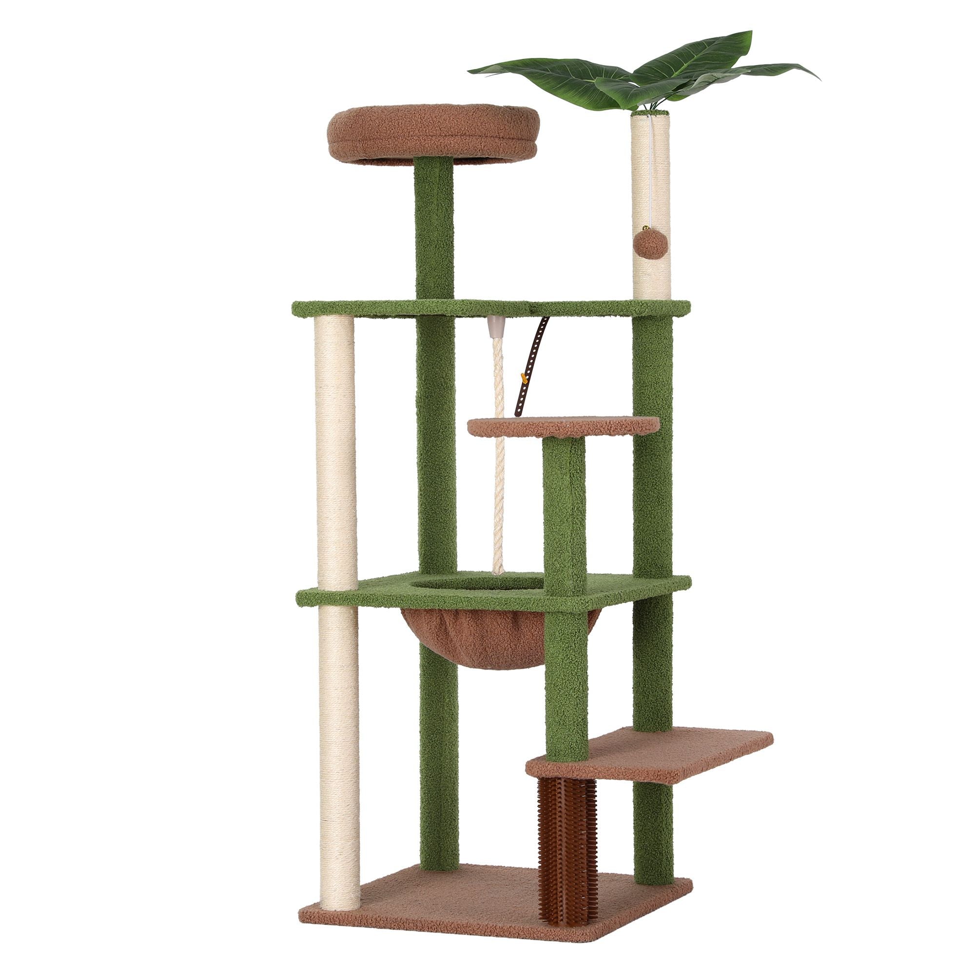 i.Pet Cat Tree Tower 152cm Jungle Multi-Level Scratching Post Leafy Canopy PET-CAT-L152-CT-GNBR
