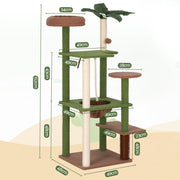 i.Pet Cat Tree Tower 152cm Jungle Multi-Level Scratching Post Leafy Canopy PET-CAT-L152-CT-GNBR