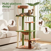 i.Pet Cat Tree Tower 152cm Jungle Multi-Level Scratching Post Leafy Canopy PET-CAT-L152-CT-GNBR