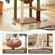 i.Pet Cat Tree Tower 152cm Jungle Multi-Level Scratching Post Leafy Canopy PET-CAT-L152-CT-GNBR