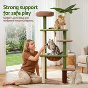 i.Pet Cat Tree Tower 152cm Jungle Multi-Level Scratching Post Leafy Canopy PET-CAT-L152-CT-GNBR