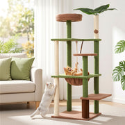 i.Pet Cat Tree Tower 152cm Jungle Multi-Level Scratching Post Leafy Canopy PET-CAT-L152-CT-GNBR