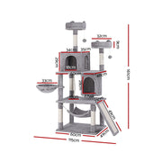 i.Pet Cat Tree Tower Scratching Post Scratcher 161cm Condo House Trees Grey PET-CAT-L161-GR