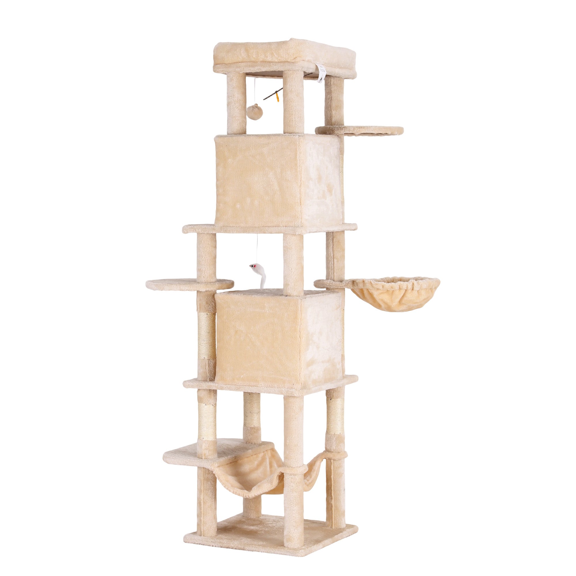 i.Pet Cat Tree Tower 167cm Large Scratching Post Furniture Scratcher House Beige PET-CAT-L167-BG