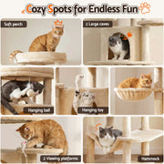i.Pet Cat Tree Tower 167cm Large Scratching Post Furniture Scratcher House Beige PET-CAT-L167-BG