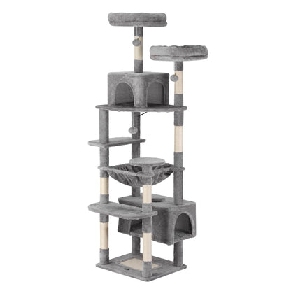 i.Pet Cat Tree 184cm Tower Scratching Post Trees Scratcher Condo House Light Grey PET-CAT-L184-LTGR