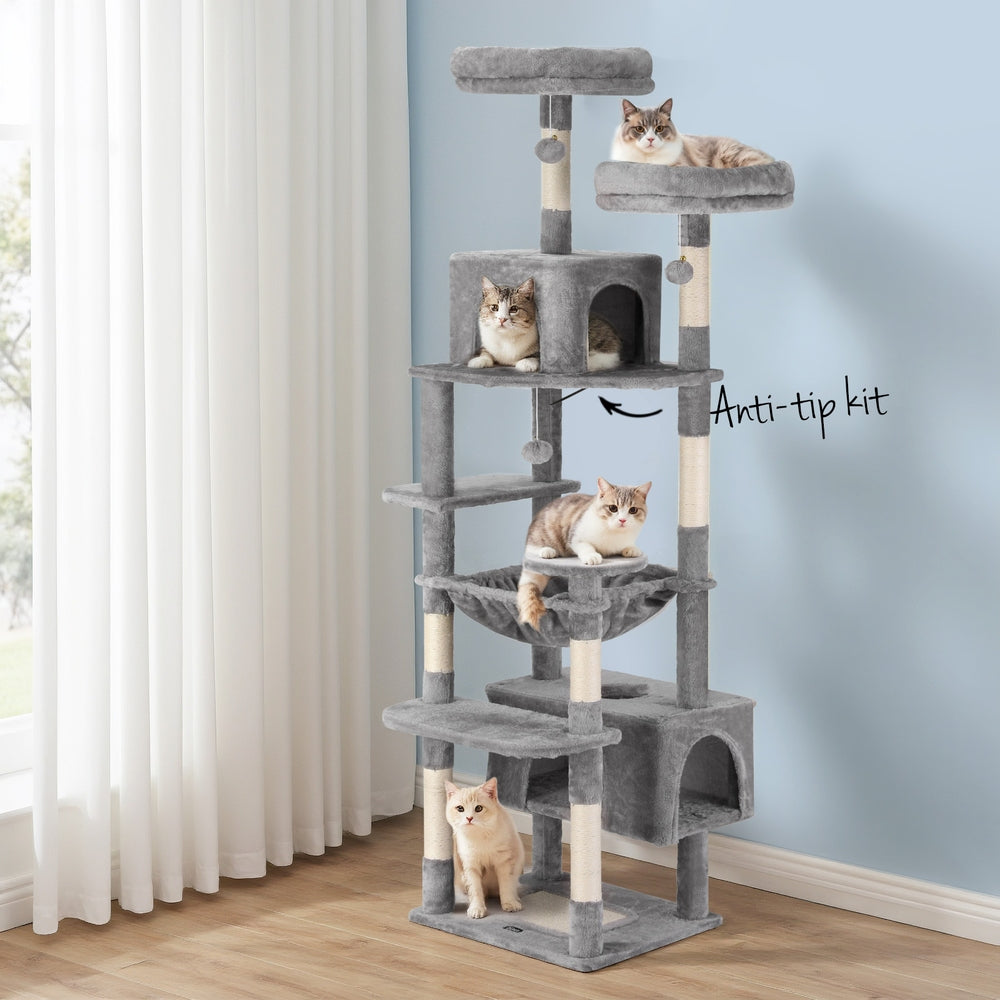 i.Pet Cat Tree 184cm Tower Scratching Post Trees Scratcher Condo House Light Grey PET-CAT-L184-LTGR