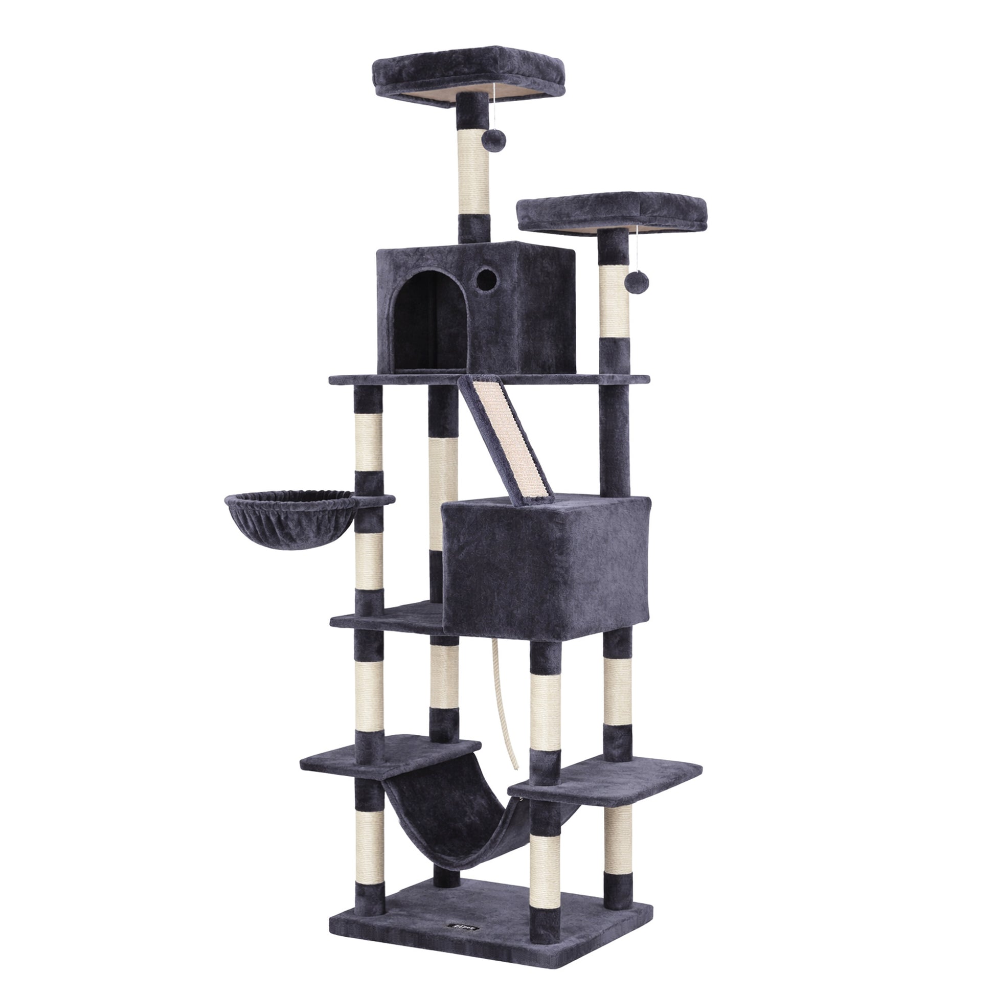 i.Pet Cat Tree Tower 206cm Large Scratching Post Furniture Scratcher House Grey PET-CAT-L206-GR