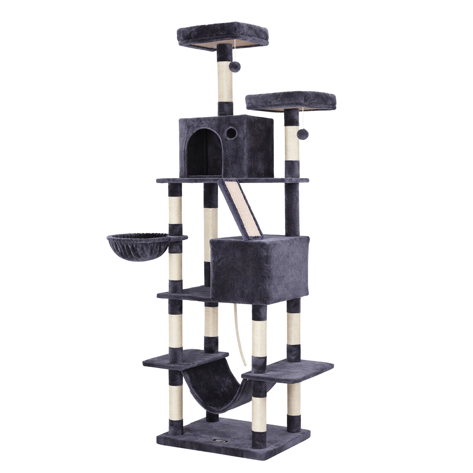 i.Pet Cat Tree Tower 206cm Large Scratching Post Furniture Scratcher House Grey PET-CAT-L206-GR