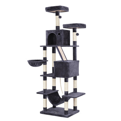 i.Pet Cat Tree Tower 206cm Large Scratching Post Furniture Scratcher House Grey PET-CAT-L206-GR