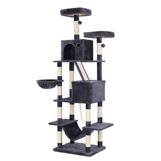 i.Pet Cat Tree Tower 206cm Large Scratching Post Furniture Scratcher House Grey PET-CAT-L206-GR