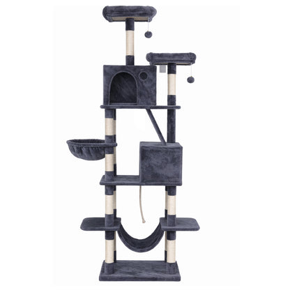 i.Pet Cat Tree Tower 206cm Large Scratching Post Furniture Scratcher House Grey PET-CAT-L206-GR