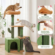 i.Pet Cat Tree Tower 101cm Scratching Post Furniture Scratcher House Green PET-CAT-M101-GN